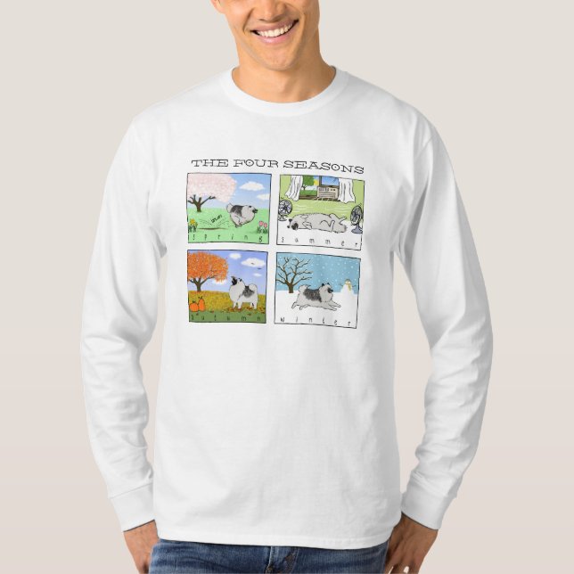 Der vier Jahreszeitenkeeshond-Cartoon | niedliches T-Shirt (Vorderseite)