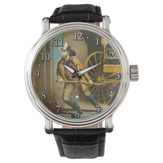 Der Viktorianische Feuerwehrmann in Amerika - Stil Armbanduhr (Vorderseite)