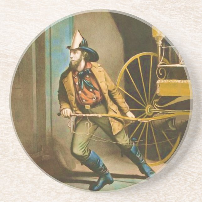 Der Vintage Feuerwehrmann 2 Untersetzer (Vorne)