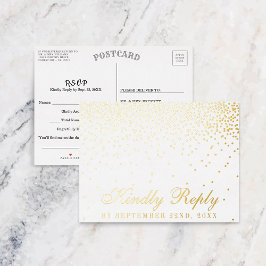 Der Vintage Glam Gold Confetti Wedding RSVP Real Folie Einladungspostkarte