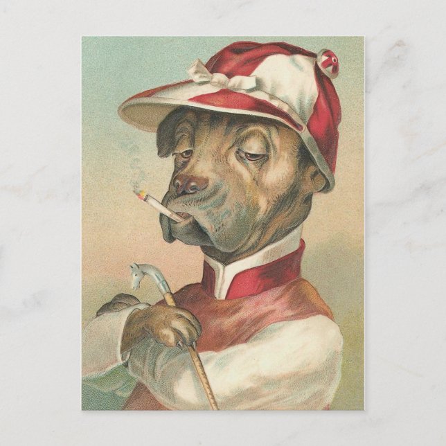"Der Vintage Hund zum Rauchen" Postkarte (Vorderseite)