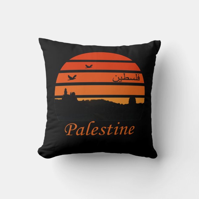 Der Vintage palästinensische Sonnenuntergang Kissen (Vorderseite)