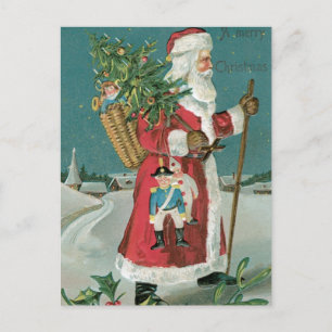 Der Vintage Weihnachtsmann im Schnee Feiertagspostkarte
