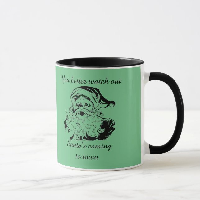 Der Vintage Weihnachtsmann kommt in die Stadt Tasse (Rechts)