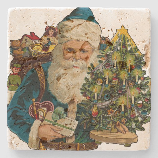 Der Vintage Weihnachtsmann liefert Geschenke Steinuntersetzer (Vorderseite)