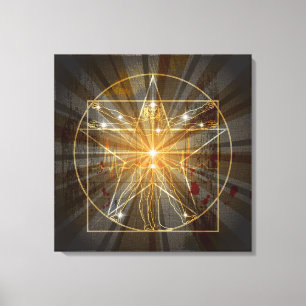 Der Vitruvianer in Pentagramm Leinwanddruck