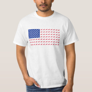 Der Vizsla der Männer amerikanische Flaggen-T - T-Shirt