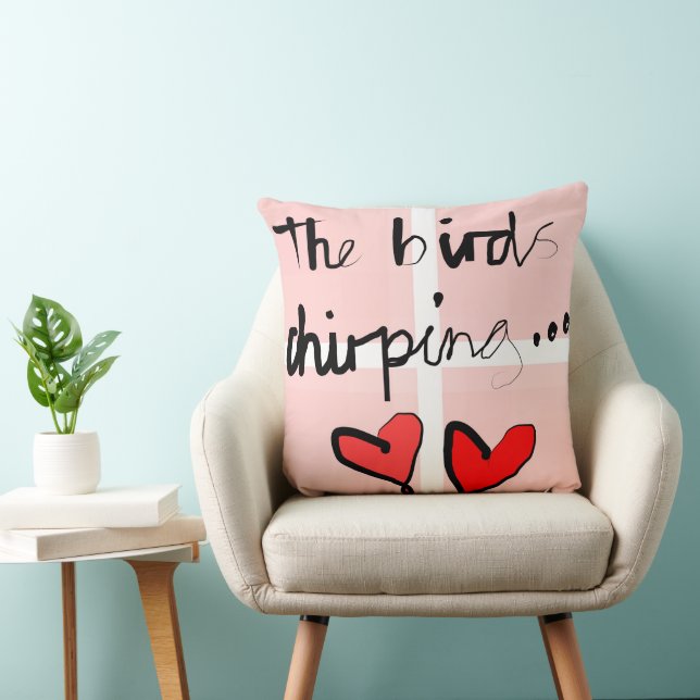 Der Vogel-Chirping - rosa rotes Kissen aus rosa Fe (Stuhl )