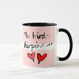 Der Vogel-Chirping - rosa rotes Kissen aus rosa Fe Tasse