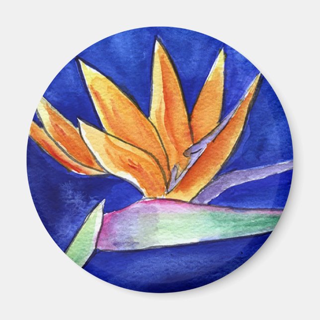 Der Vogel der Paradischen Blume Malerei Magnet (Vorne)
