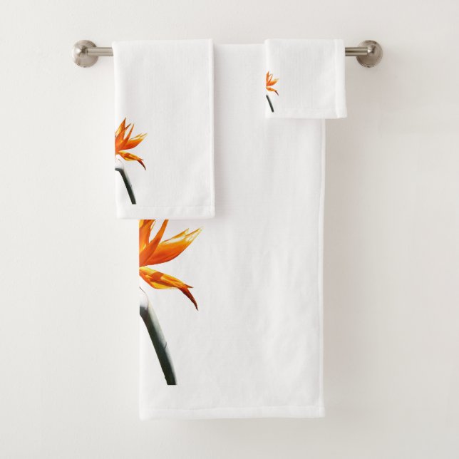 Der Vogel der tropischen Blume Orange Badhandtuch Set (Insitu)