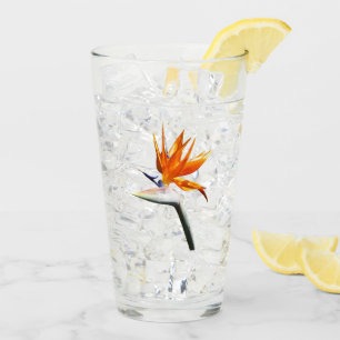 Der Vogel der tropischen Blume Orange Glas