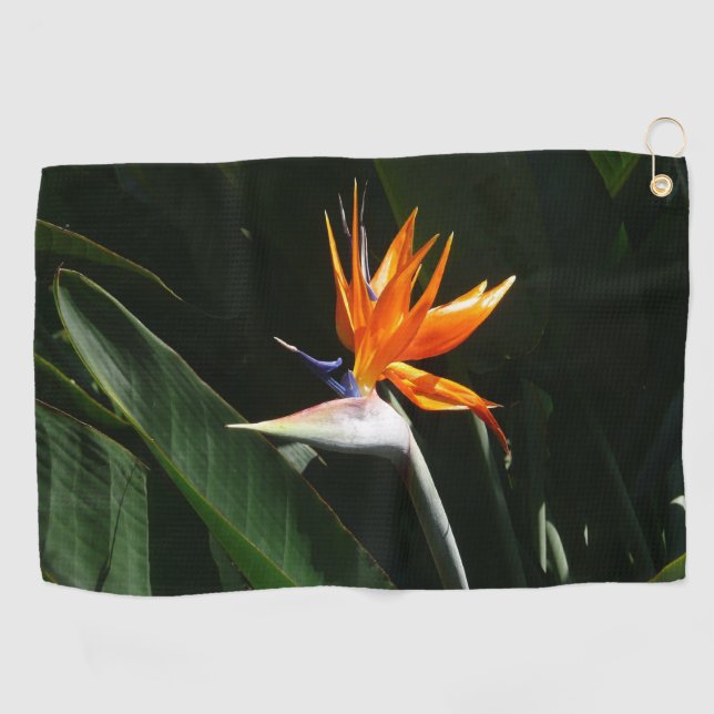 Der Vogel der tropischen Blume Orange Golfhandtuch (Horizontal)