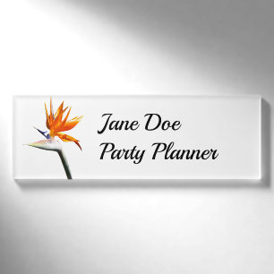 Der Vogel der tropischen Blume Orange Namenschild