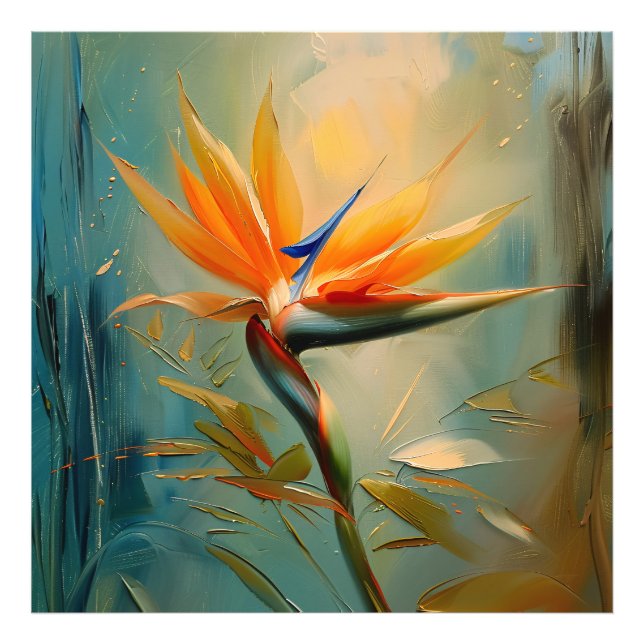 Der Vogel der tropischen Pflanze des Paradieses Fotodruck (Vorne)