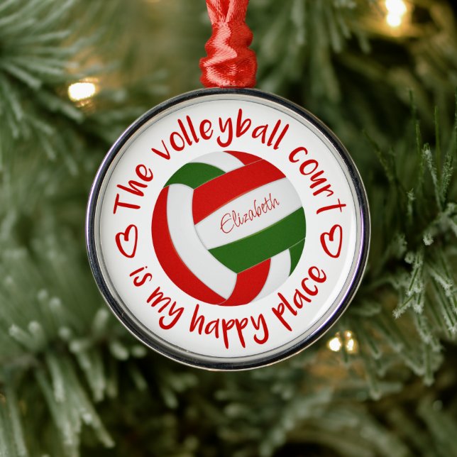 der Volleyballplatz ist mein glücklicher Ort Ornament Aus Metall (Baum)
