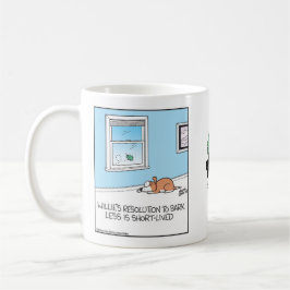 Der Vorsatz des Hundes, weniger zu bellen, ist kur Kaffeetasse