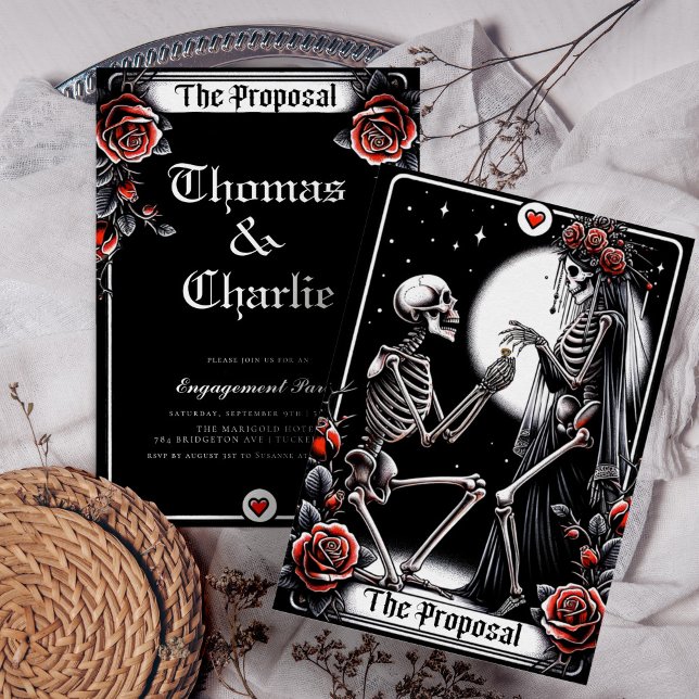 Der Vorschlag Tarot Gothic Floral Engagement Party Einladung (Von Creator hochgeladen)