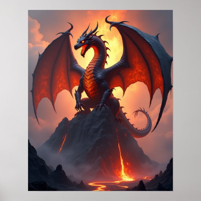 Der Vulkan-Schmiede-Drache Poster (Vorne)