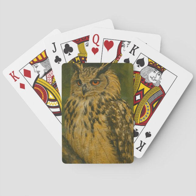 Der Wachmann - das eurasische Adleruschel im Waldl Spielkarten (Rückseite)