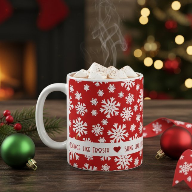 Der wahre Geist der Weihnachts-Rot-Weiß-Schneefloc Kaffeetasse (The True Spirit of Christmas Red & White Snowflake Coffee Mug)