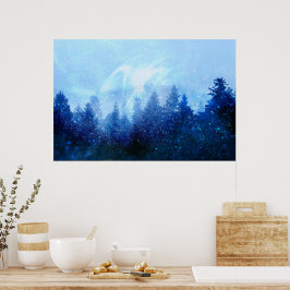 Der Wald erwacht aus dem Nebel Poster