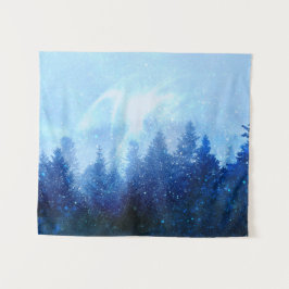 Der Wald erwacht aus dem Nebel Wandteppich