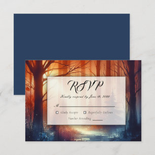 Der Waldzauber fallender Blätter RSVP Karte