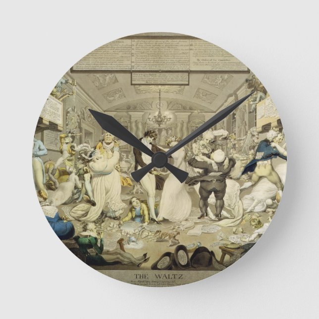 Der Walzer (farbiger Stich) Runde Wanduhr (Vorderseite)