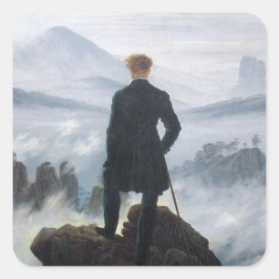 Der Wanderer über dem Meer des Nebels durch Caspa Quadratischer Aufkleber