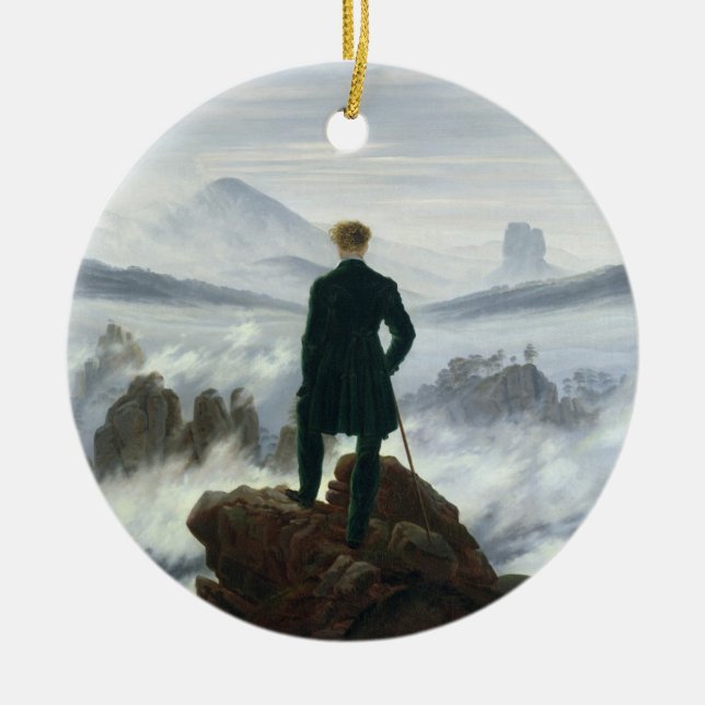 Der Wanderer über dem Meer von Nebel, 1818 Keramikornament (Vorne)