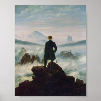 Der Wanderer über dem Nebelmeer Poster