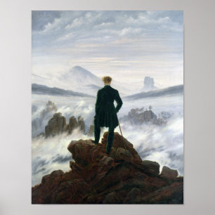 Der Wanderer über dem Nebelmeer Poster