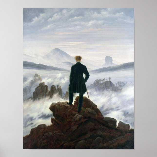 Der Wanderer über dem Nebelmeer Poster (Vorne)