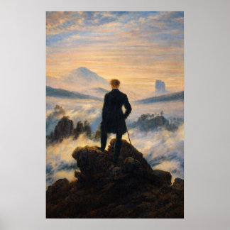 Der Wanderer über dem Nebelmeer von Friedrich Poster