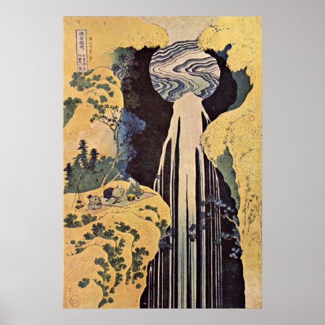 Der Wasserfall von Amida von Katsushika Hokusai Poster (Vorne)