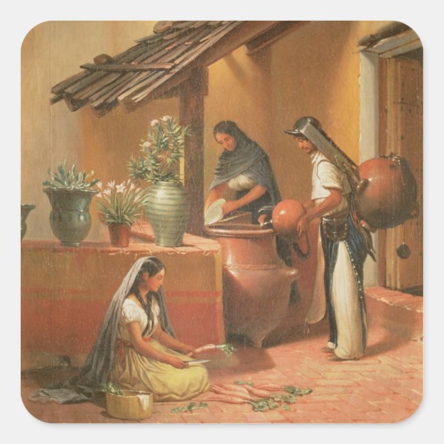 Der Wasserplatz (Tortugo) Quadratischer Aufkleber (Vorderseite)