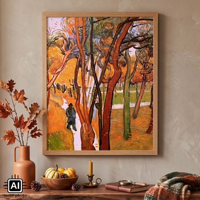 Der Weg: Fallende Blätter von Vincent van Gogh Poster (The Walk: Falling Leaves by Vincent van Gogh is a vintage fine art post impressionism painting.)
