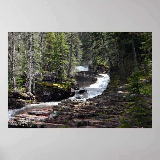 Der Weg nach Virginia Falls, Glacier Park MT. Poster (Vorne)