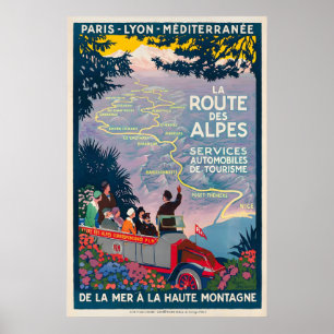 Der Weg zu den Alpen Auto Tourismus Dienstleistung Poster