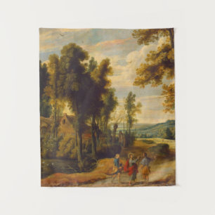 Der Weg zum Emmaus mit Christus Wandteppich