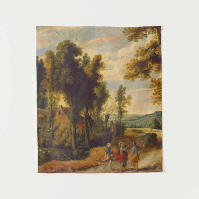 Der Weg zum Emmaus mit Christus Wandteppich (Vorderseite)