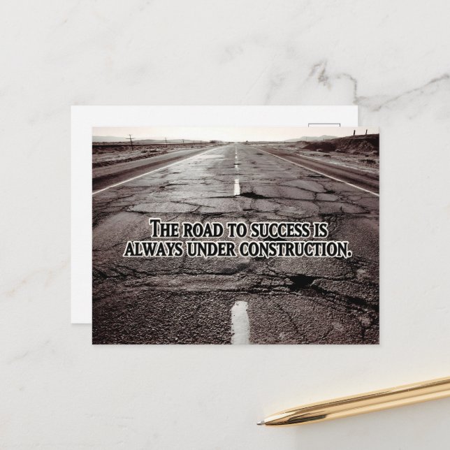 "Der Weg zum Erfolg" Inspiration Zitat Postkarte (Vorderseite/Rückseite Beispiel)