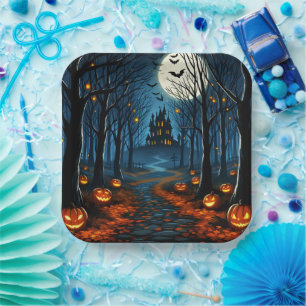 Der Weg zum Spukwald - Halloween Pappteller