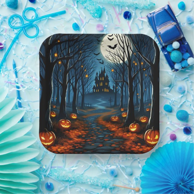 Der Weg zum Spukwald - Halloween Pappteller (Party)