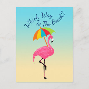Der Weg zum Strand-rosa Flamingo Postkarte