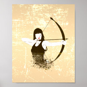 Der weibliche Archer hat einen gestörten Blick Poster