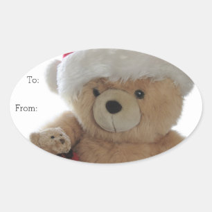 Der Weihnachtsbär mit dem kleinen Bären Ovaler Aufkleber