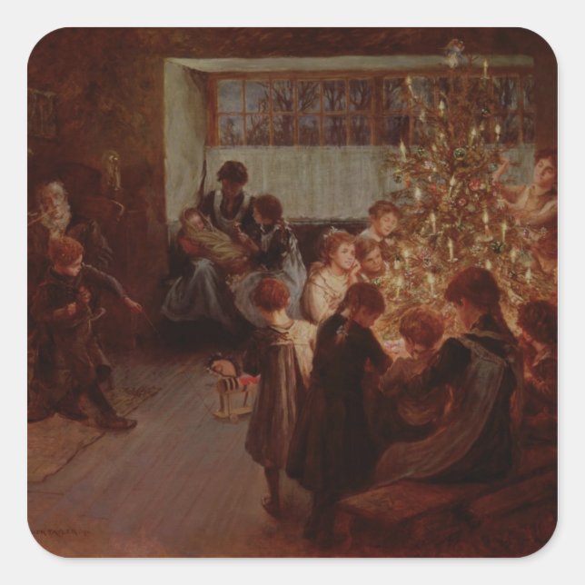 Der Weihnachtsbaum 1911 Quadratischer Aufkleber (Vorderseite)