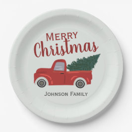 Der Weihnachtsbaum des Roten Trucks personalisiert Pappteller